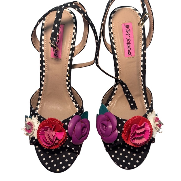 Betsy Johnson Polka Dot Floral Heels – Size 7.5 - Picture 6 of 11